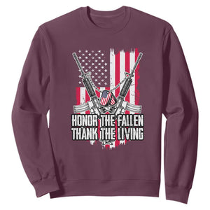 Patriotic Memorial Day Sweatshirt Honor The Fallen Thank The Living Memorial Day Veterans Day TS02 Maroon Print Your Wear