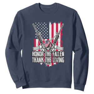 Patriotic Memorial Day Sweatshirt Honor The Fallen Thank The Living Memorial Day Veterans Day TS02 Navy Print Your Wear