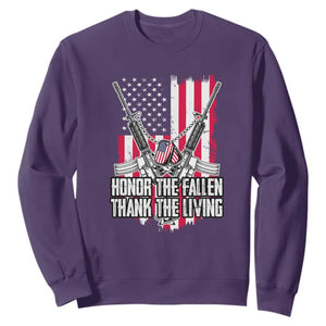 Patriotic Memorial Day Sweatshirt Honor The Fallen Thank The Living Memorial Day Veterans Day TS02 Purple Print Your Wear