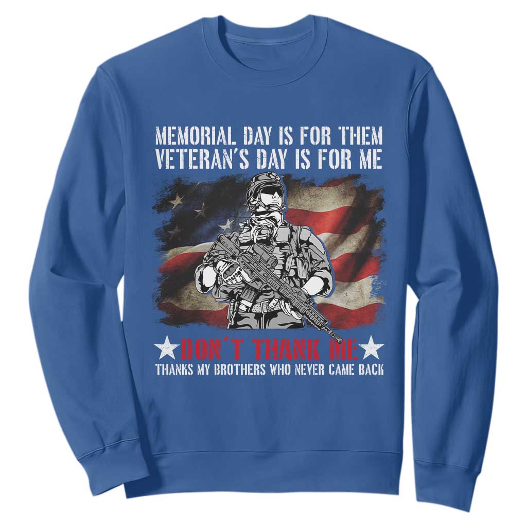 Patriotic Memorial Day Sweatshirt Remember Our Heroes Veterans Brothers American Flag TS02 Royal Blue Print Your Wear