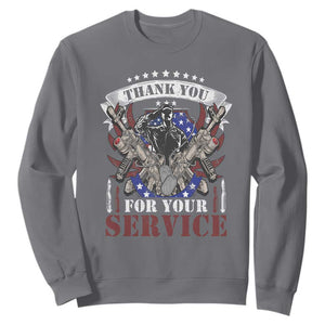 Patriotic Memorial Day Sweatshirt Thank You For Your Service Veterans Remembrance TS02 Charcoal Print Your Wear