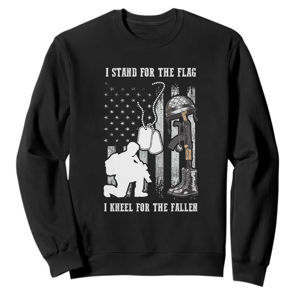 Patriotic Memorial Day Sweatshirt We Stand For the Flag We Kneel For The Fallen US Patriots TS02 Black Print Your Wear