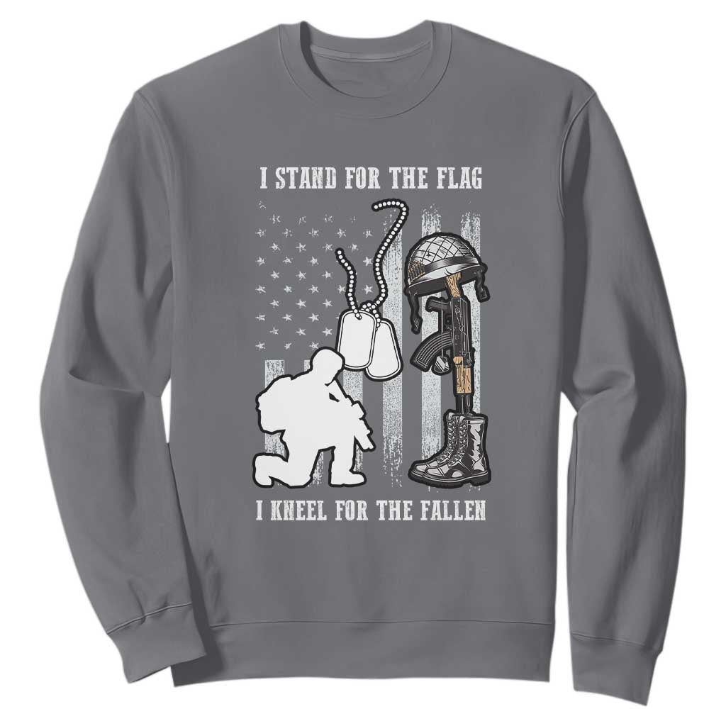 Patriotic Memorial Day Sweatshirt We Stand For the Flag We Kneel For The Fallen US Patriots TS02 Charcoal Print Your Wear