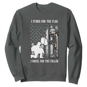 Patriotic Memorial Day Sweatshirt We Stand For the Flag We Kneel For The Fallen US Patriots TS02 Dark Heather Print Your Wear