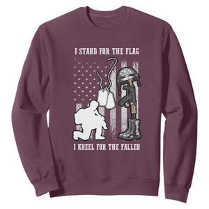 Patriotic Memorial Day Sweatshirt We Stand For the Flag We Kneel For The Fallen US Patriots TS02 Maroon Print Your Wear