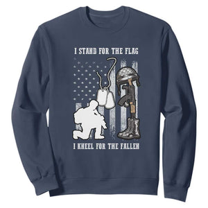 Patriotic Memorial Day Sweatshirt We Stand For the Flag We Kneel For The Fallen US Patriots TS02 Navy Print Your Wear