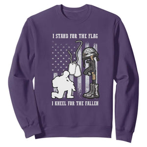 Patriotic Memorial Day Sweatshirt We Stand For the Flag We Kneel For The Fallen US Patriots TS02 Purple Print Your Wear