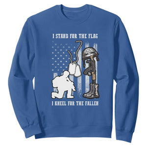 Patriotic Memorial Day Sweatshirt We Stand For the Flag We Kneel For The Fallen US Patriots TS02 Royal Blue Print Your Wear