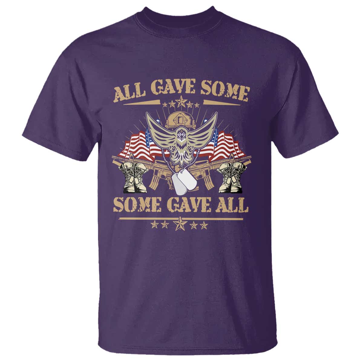 Patriotic Memorial Day T Shirt All Gave Some Some Gave All Veterans Memorials Day US Flag TS02 Purple Print Your Wear