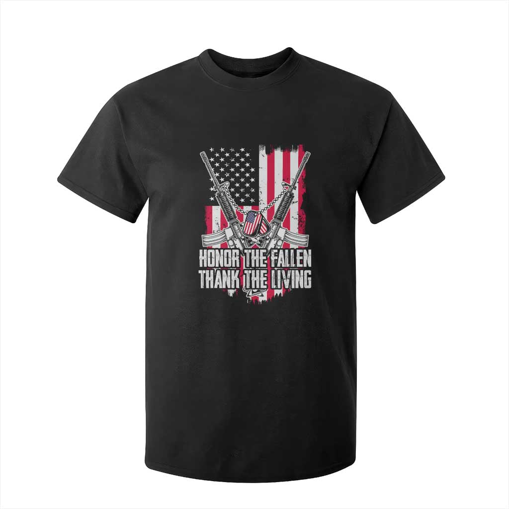 Patriotic Memorial Day T Shirt For Kid Honor The Fallen Thank The Living Memorial Day Veterans Day TS02 Black Print Your Wear