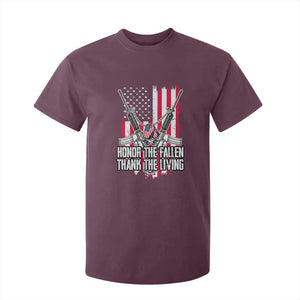 Patriotic Memorial Day T Shirt For Kid Honor The Fallen Thank The Living Memorial Day Veterans Day TS02 Maroon Print Your Wear