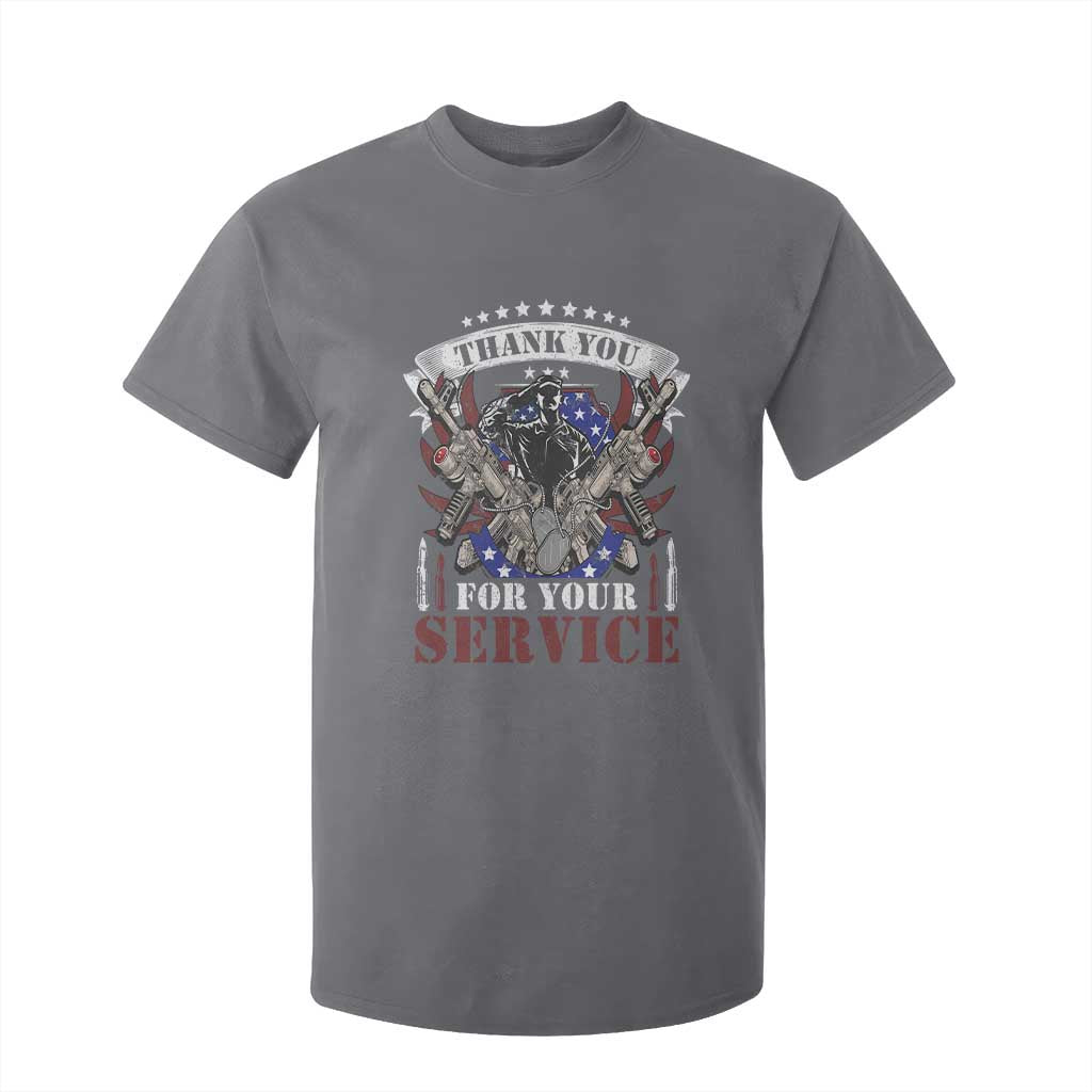 Patriotic Memorial Day T Shirt For Kid Thank You For Your Service Veterans Remembrance TS02 Charcoal Print Your Wear