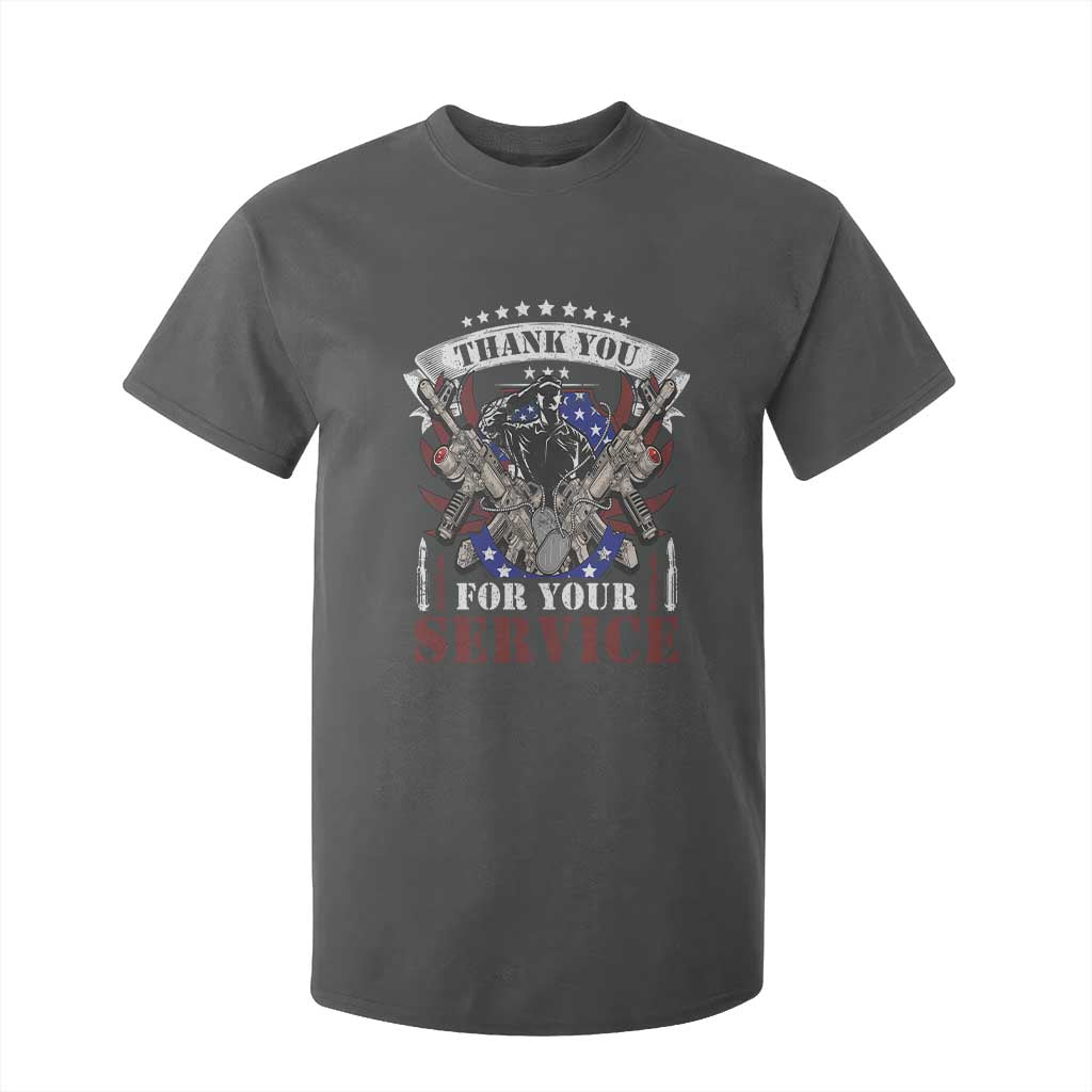 Patriotic Memorial Day T Shirt For Kid Thank You For Your Service Veterans Remembrance TS02 Dark Heather Print Your Wear