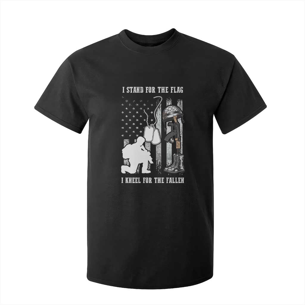 Patriotic Memorial Day T Shirt For Kid We Stand For the Flag We Kneel For The Fallen US Patriots TS02 Black Print Your Wear