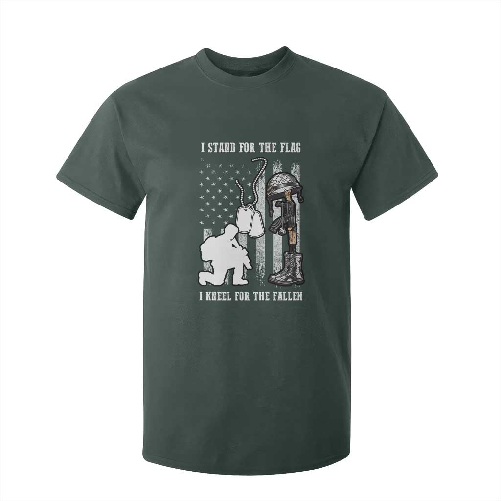 Patriotic Memorial Day T Shirt For Kid We Stand For the Flag We Kneel For The Fallen US Patriots TS02 Dark Forest Green Print Your Wear