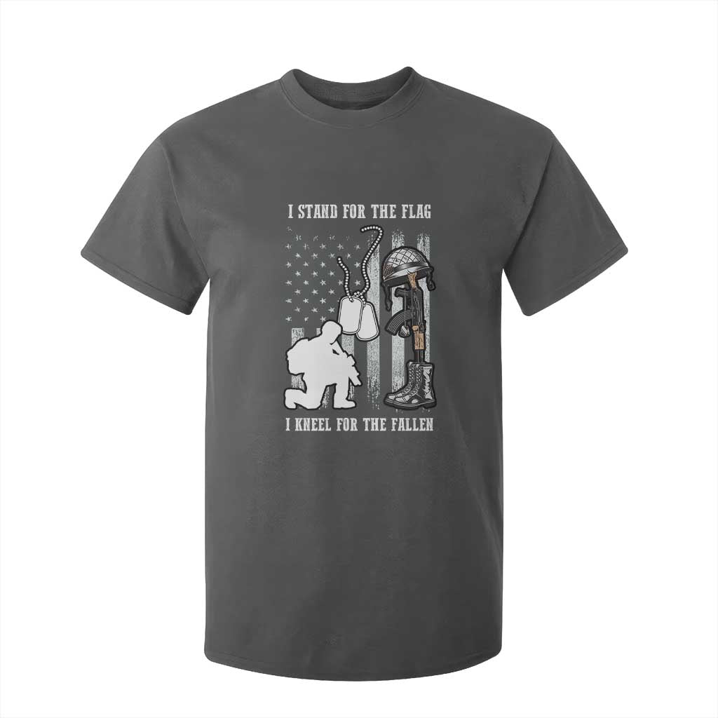 Patriotic Memorial Day T Shirt For Kid We Stand For the Flag We Kneel For The Fallen US Patriots TS02 Dark Heather Print Your Wear