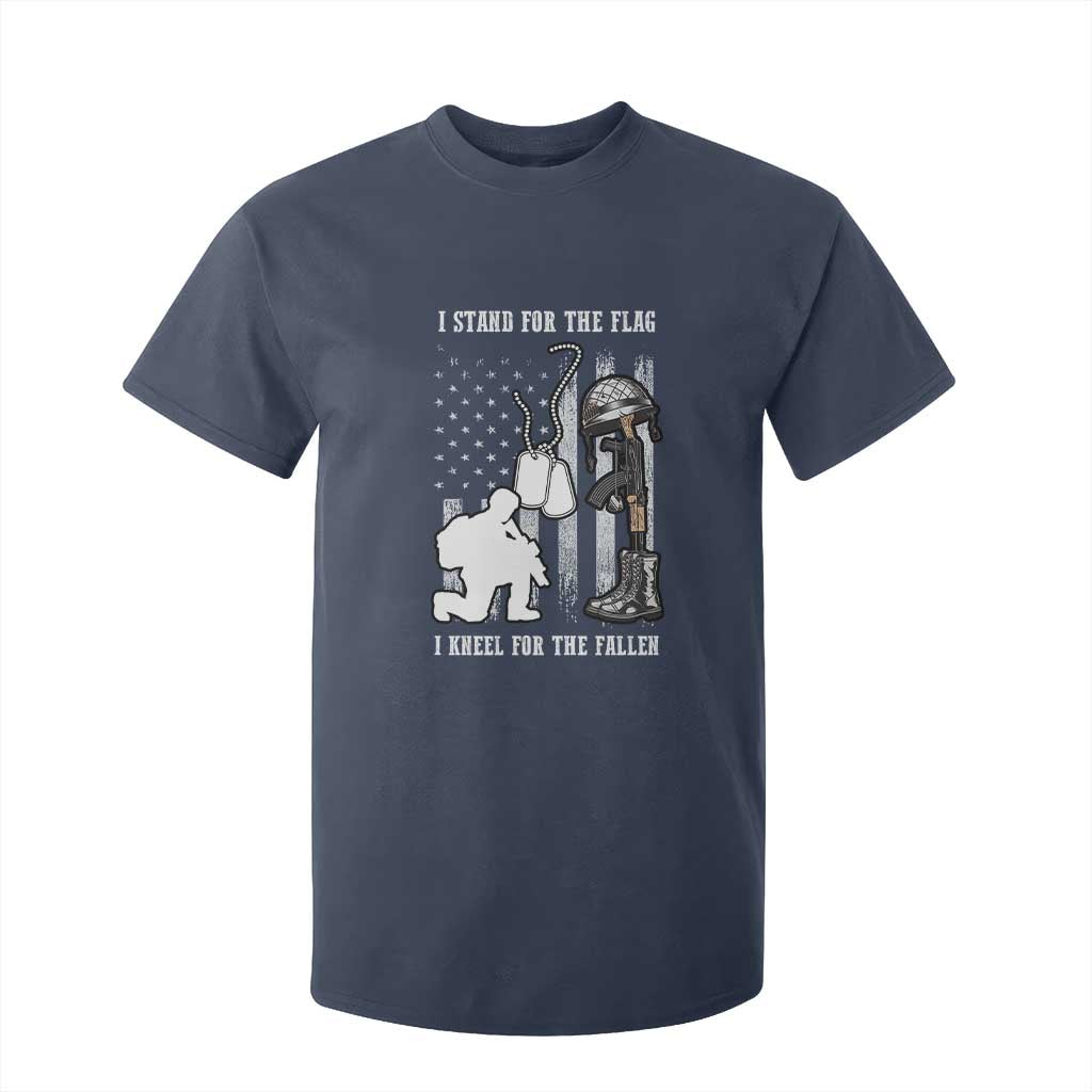 Patriotic Memorial Day T Shirt For Kid We Stand For the Flag We Kneel For The Fallen US Patriots TS02 Navy Print Your Wear