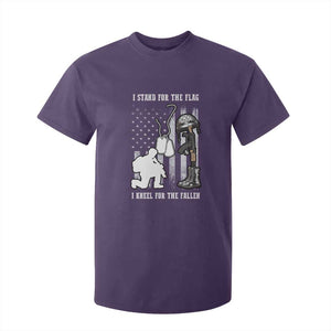 Patriotic Memorial Day T Shirt For Kid We Stand For the Flag We Kneel For The Fallen US Patriots TS02 Purple Print Your Wear