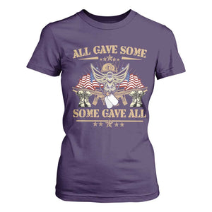 Patriotic Memorial Day T Shirt For Women All Gave Some Some Gave All Veterans Memorials Day US Flag TS02 Purple Print Your Wear