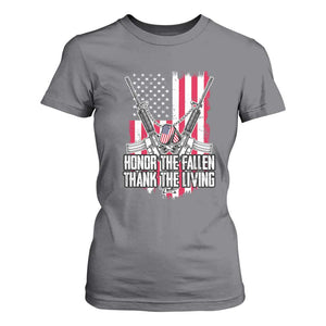 Patriotic Memorial Day T Shirt For Women Honor The Fallen Thank The Living Memorial Day Veterans Day TS02 Charcoal Print Your Wear
