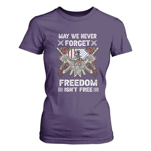 Patriotic Memorial Day T Shirt For Women May We Never Forget Freedom Is Not Free TS02 Purple Print Your Wear