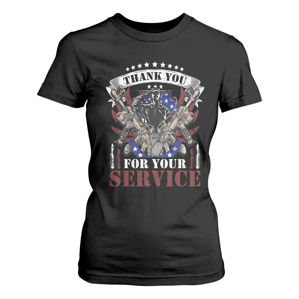Patriotic Memorial Day T Shirt For Women Thank You For Your Service Veterans Remembrance TS02 Black Print Your Wear