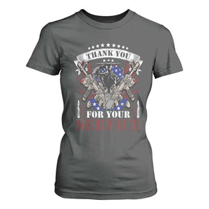 Patriotic Memorial Day T Shirt For Women Thank You For Your Service Veterans Remembrance TS02 Dark Heather Print Your Wear