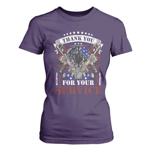 Patriotic Memorial Day T Shirt For Women Thank You For Your Service Veterans Remembrance TS02 Purple Print Your Wear