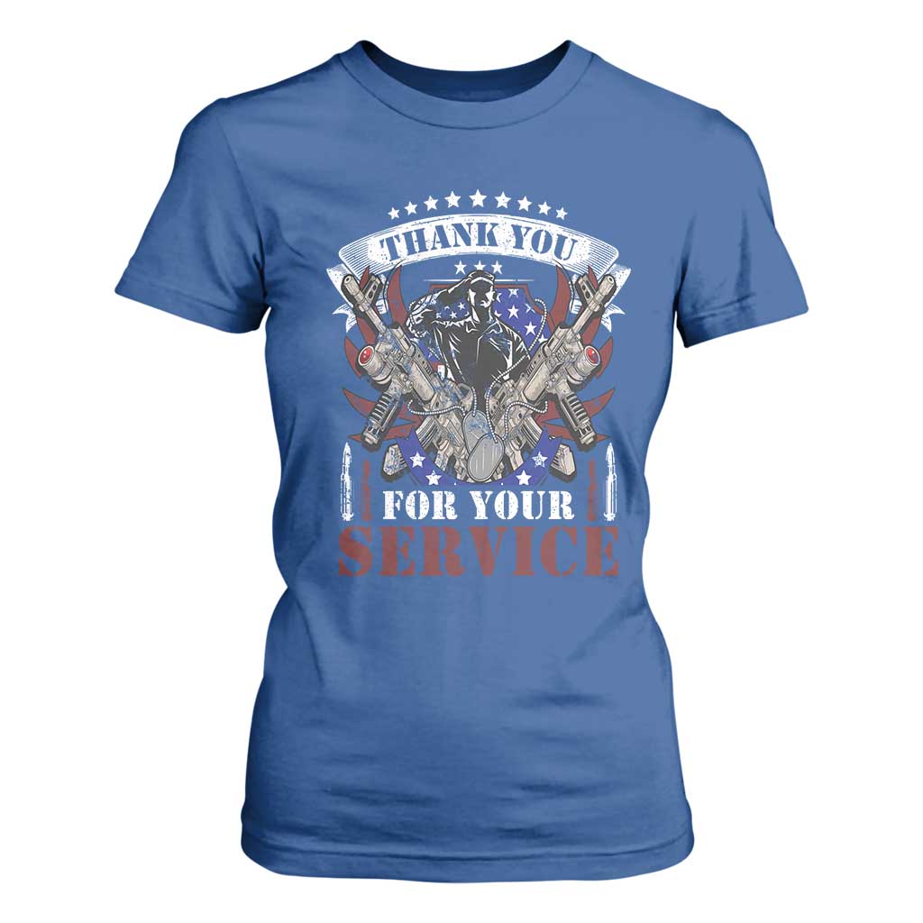 Patriotic Memorial Day T Shirt For Women Thank You For Your Service Veterans Remembrance TS02 Royal Blue Print Your Wear