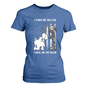 Patriotic Memorial Day T Shirt For Women We Stand For the Flag We Kneel For The Fallen US Patriots TS02 Royal Blue Print Your Wear