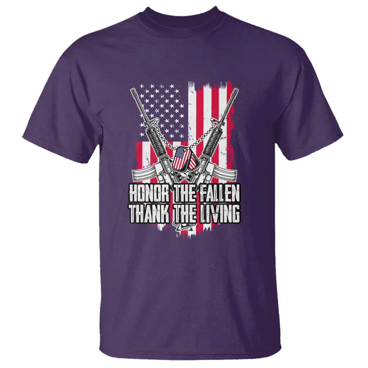 Patriotic Memorial Day T Shirt Honor The Fallen Thank The Living Memorial Day Veterans Day TS02 Purple Print Your Wear