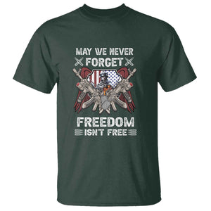 Patriotic Memorial Day T Shirt May We Never Forget Freedom Is Not Free TS02 Dark Forest Green Print Your Wear
