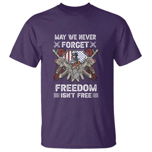 Patriotic Memorial Day T Shirt May We Never Forget Freedom Is Not Free TS02 Purple Print Your Wear