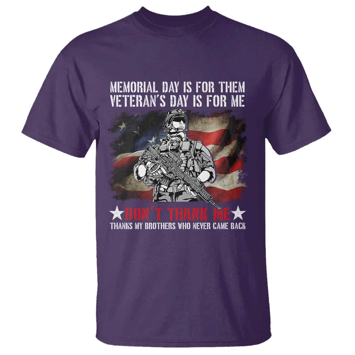 Patriotic Memorial Day T Shirt Remember Our Heroes Veterans Brothers American Flag TS02 Purple Print Your Wear