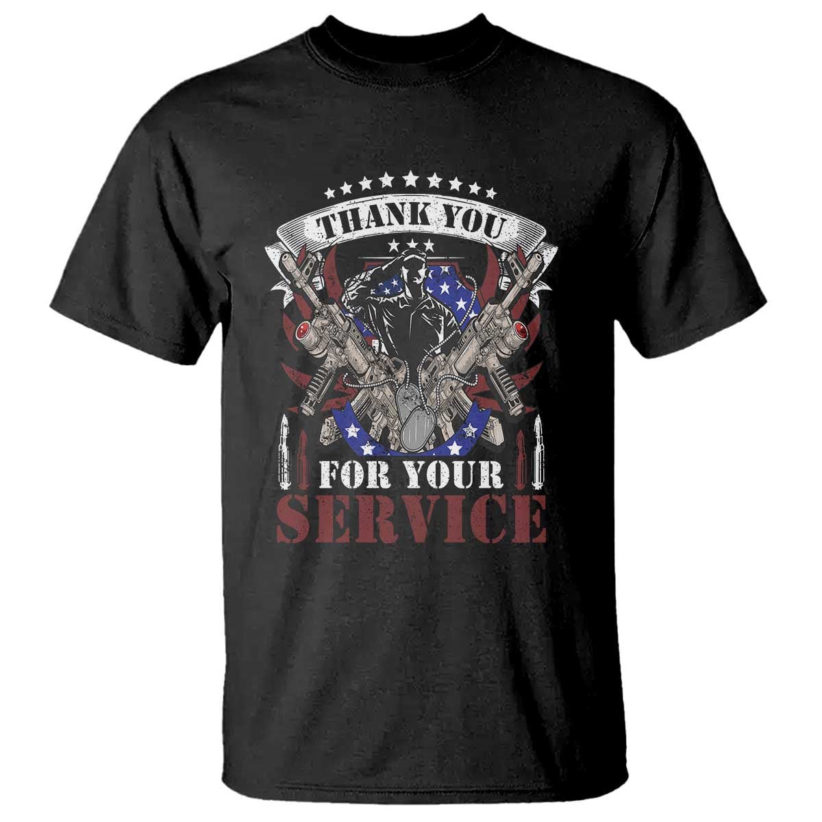 Patriotic Memorial Day T Shirt Thank You For Your Service Veterans Remembrance TS02 Black Print Your Wear