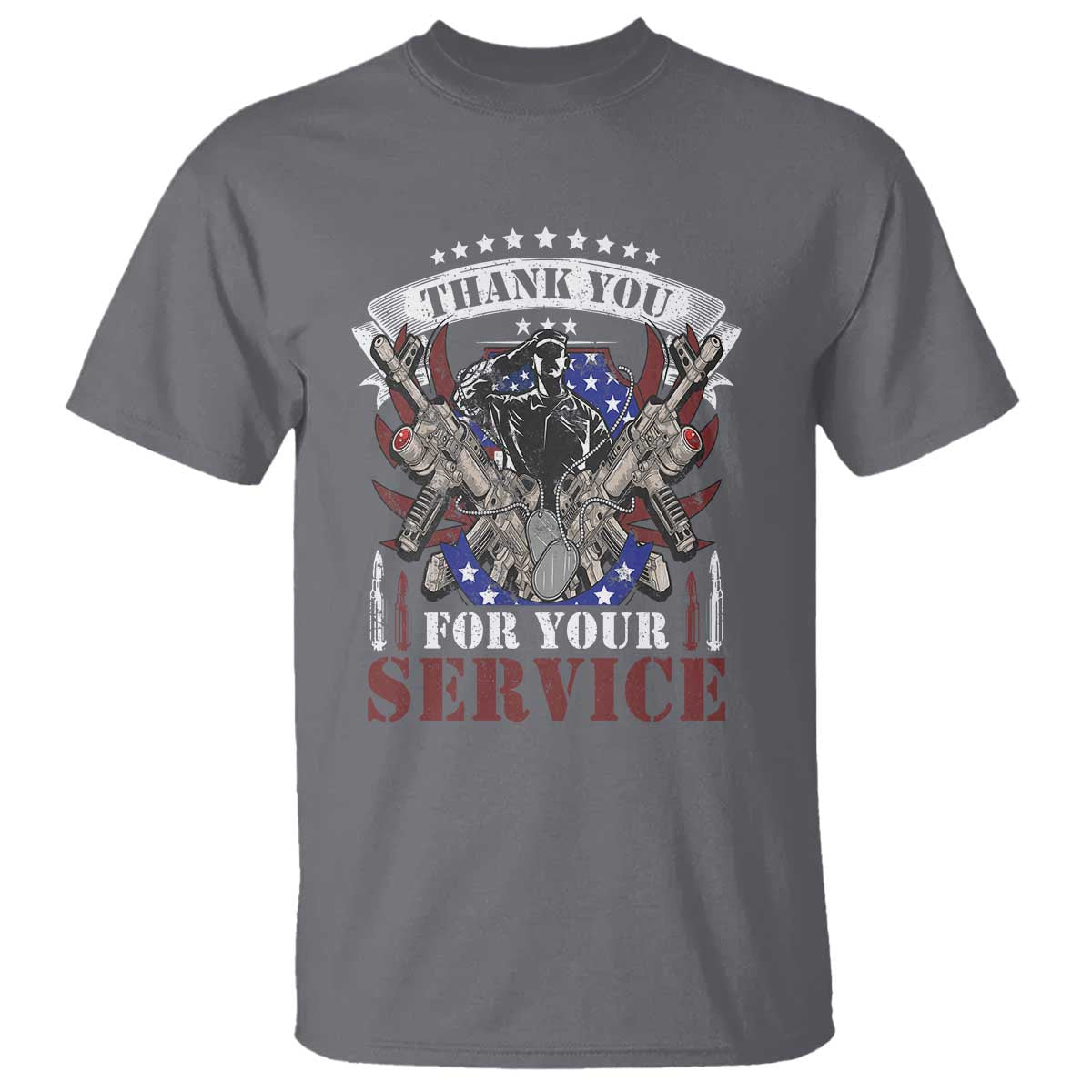 Patriotic Memorial Day T Shirt Thank You For Your Service Veterans Remembrance TS02 Charcoal Print Your Wear