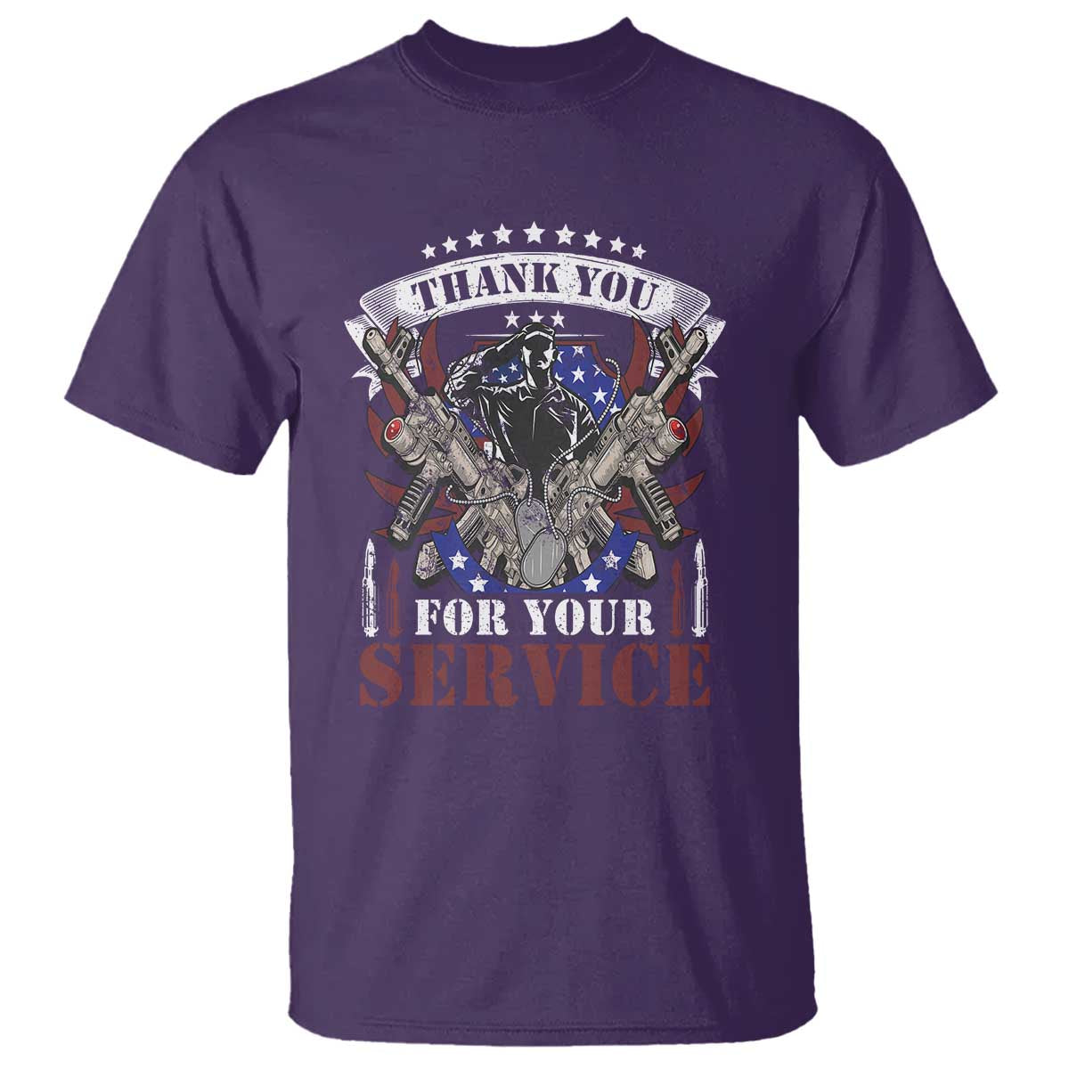 Patriotic Memorial Day T Shirt Thank You For Your Service Veterans Remembrance TS02 Purple Print Your Wear