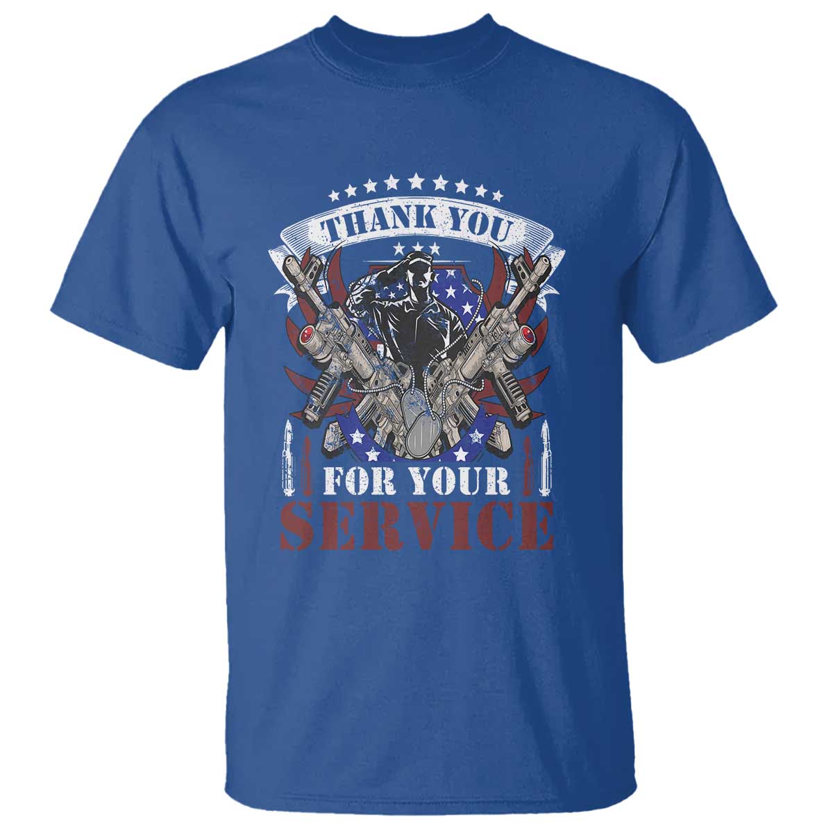 Patriotic Memorial Day T Shirt Thank You For Your Service Veterans Remembrance TS02 Royal Blue Print Your Wear