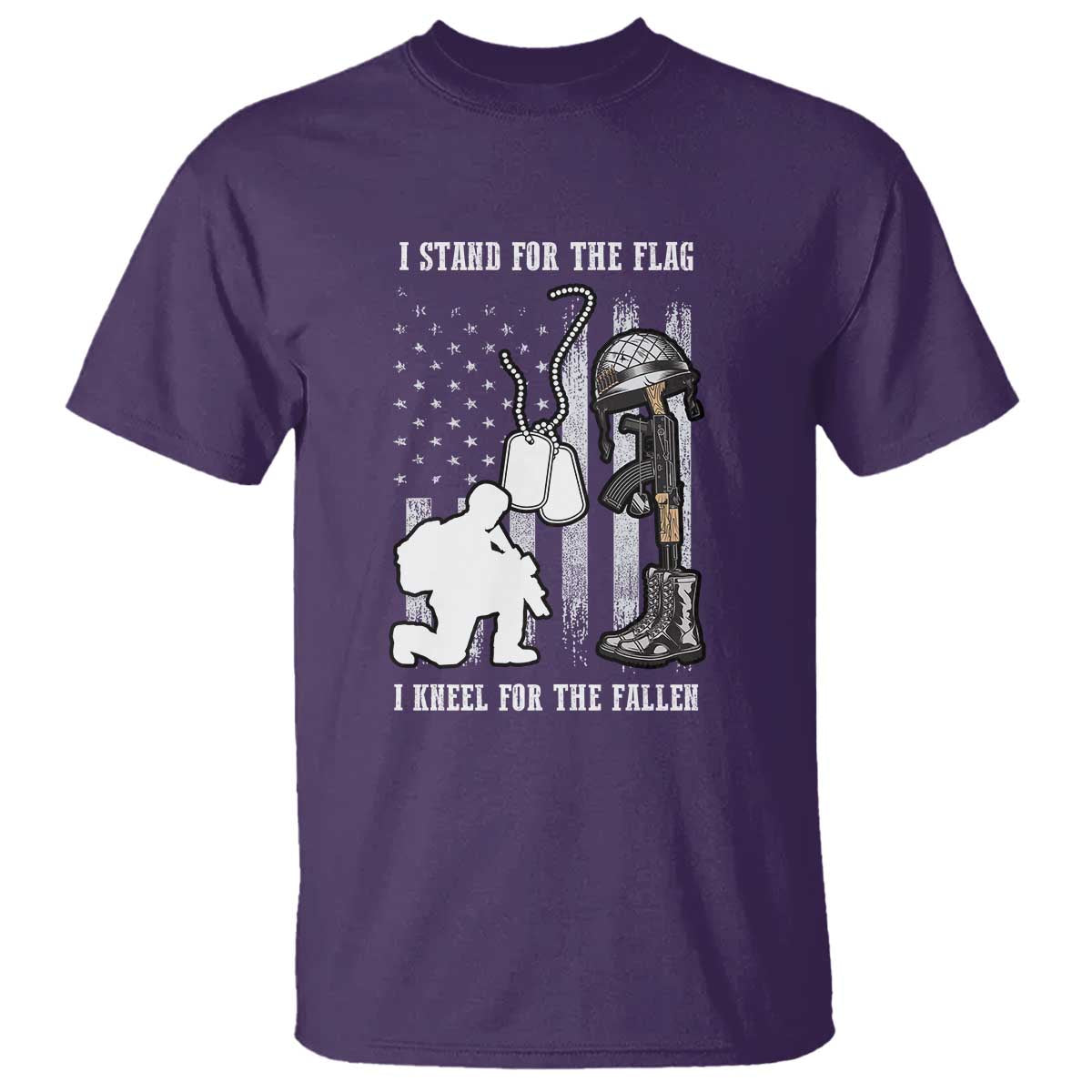 Patriotic Memorial Day T Shirt We Stand For the Flag We Kneel For The Fallen US Patriots TS02 Purple Print Your Wear