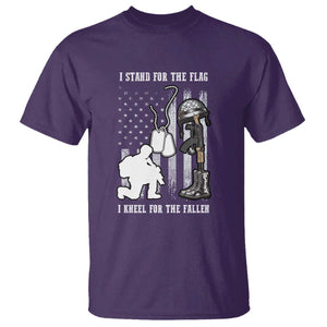 Patriotic Memorial Day T Shirt We Stand For the Flag We Kneel For The Fallen US Patriots TS02 Purple Print Your Wear