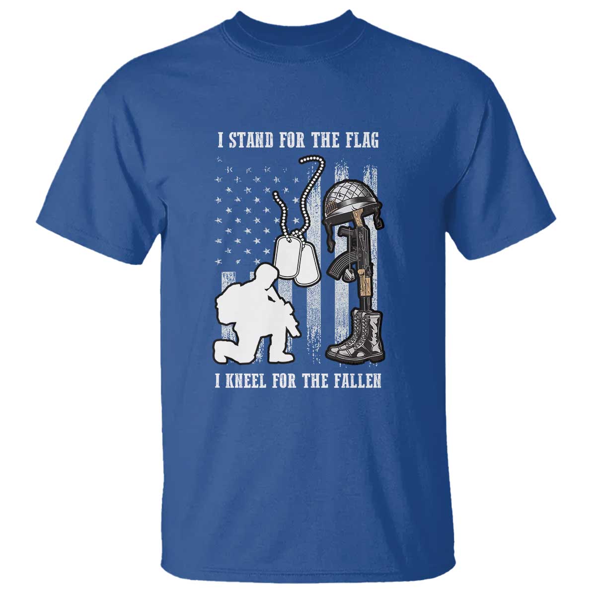 Patriotic Memorial Day T Shirt We Stand For the Flag We Kneel For The Fallen US Patriots TS02 Royal Blue Print Your Wear