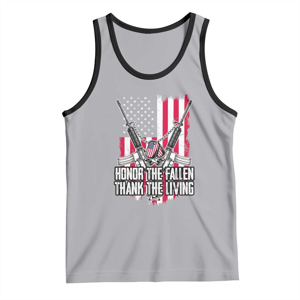 Patriotic Memorial Day Tank Top Honor The Fallen Thank The Living Memorial Day Veterans Day TS02 Athletic Heather Black Print Your Wear