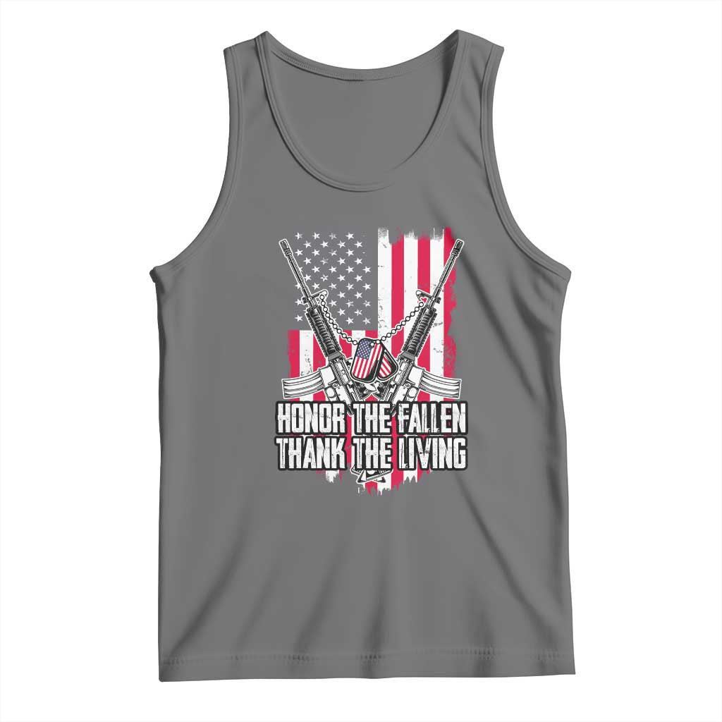 Patriotic Memorial Day Tank Top Honor The Fallen Thank The Living Memorial Day Veterans Day TS02 Black Heather Print Your Wear