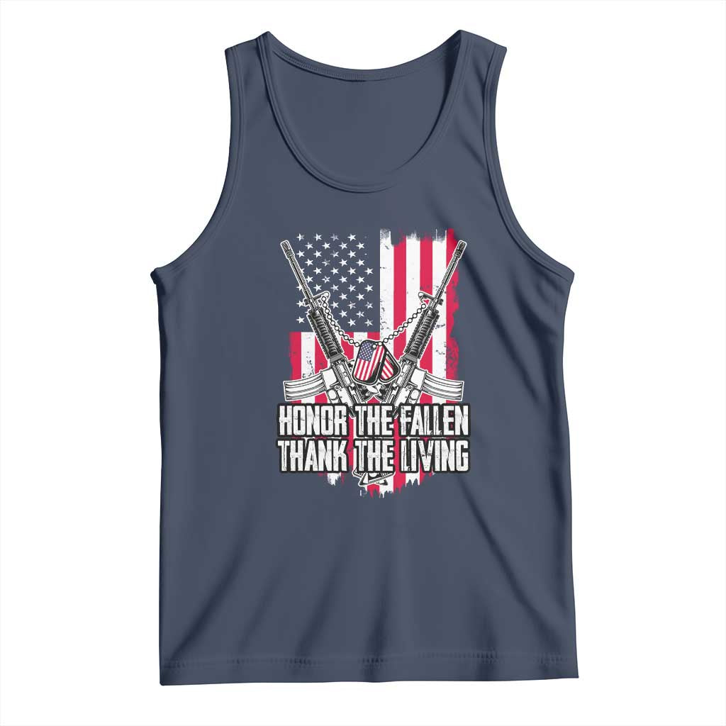 Patriotic Memorial Day Tank Top Honor The Fallen Thank The Living Memorial Day Veterans Day TS02 Navy Print Your Wear