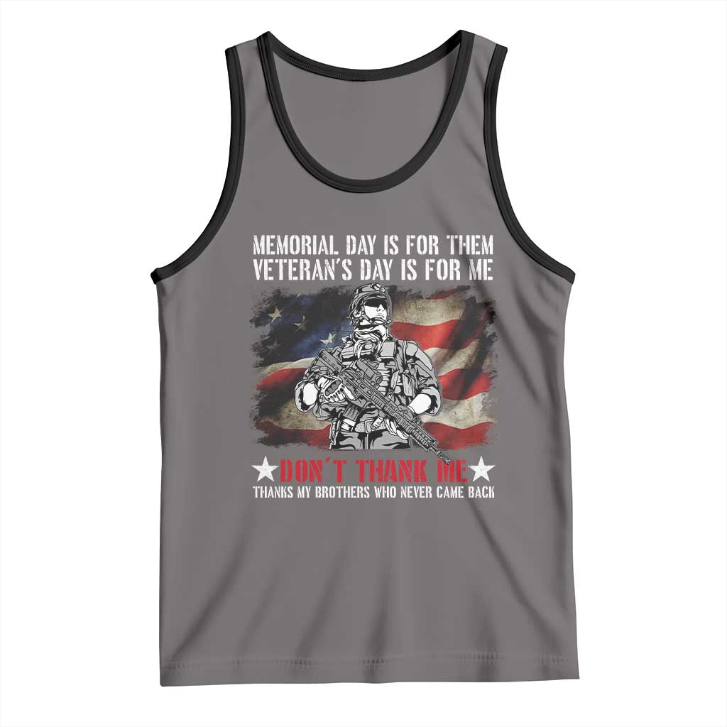 Patriotic Memorial Day Tank Top Remember Our Heroes Veterans Brothers American Flag TS02 Deep Heather Black Print Your Wear