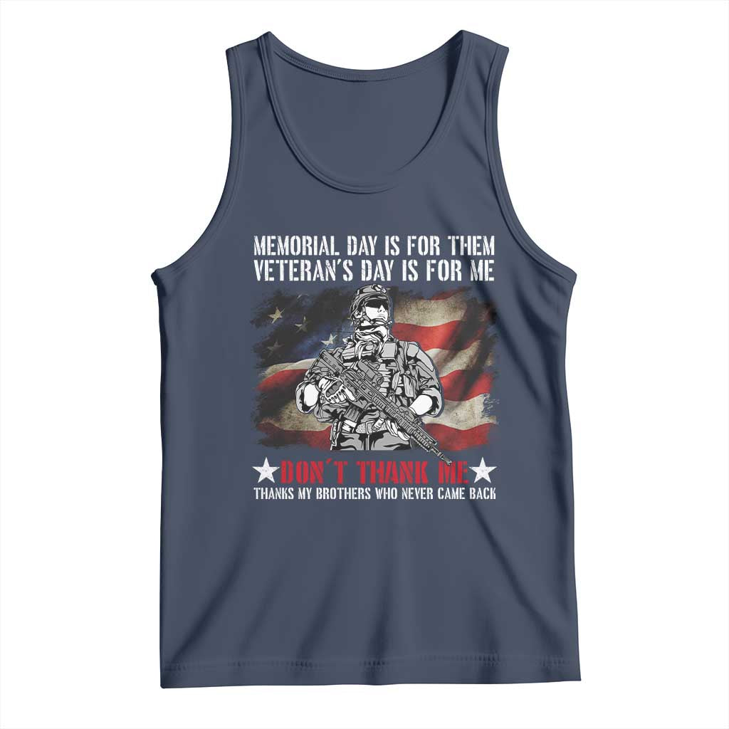 Patriotic Memorial Day Tank Top Remember Our Heroes Veterans Brothers American Flag TS02 Navy Print Your Wear