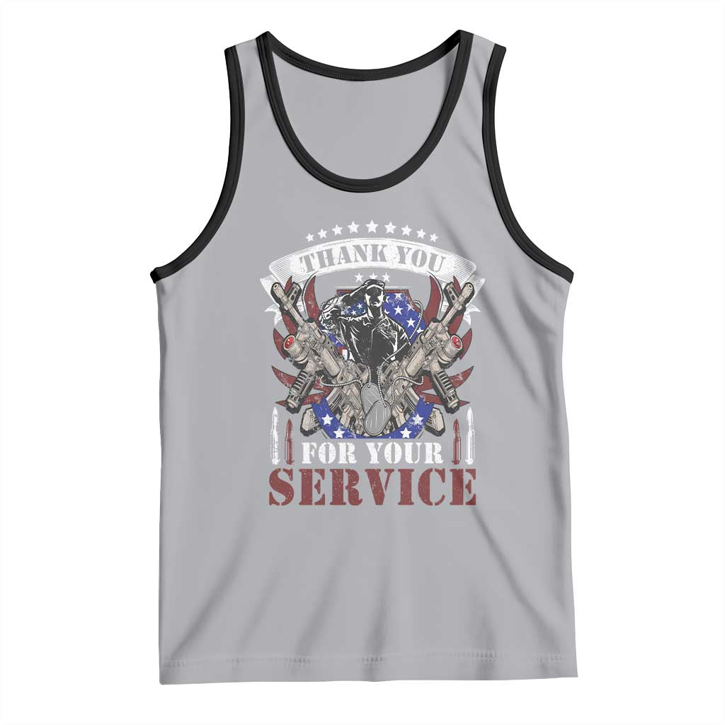 Patriotic Memorial Day Tank Top Thank You For Your Service Veterans Remembrance TS02 Athletic Heather Black Print Your Wear