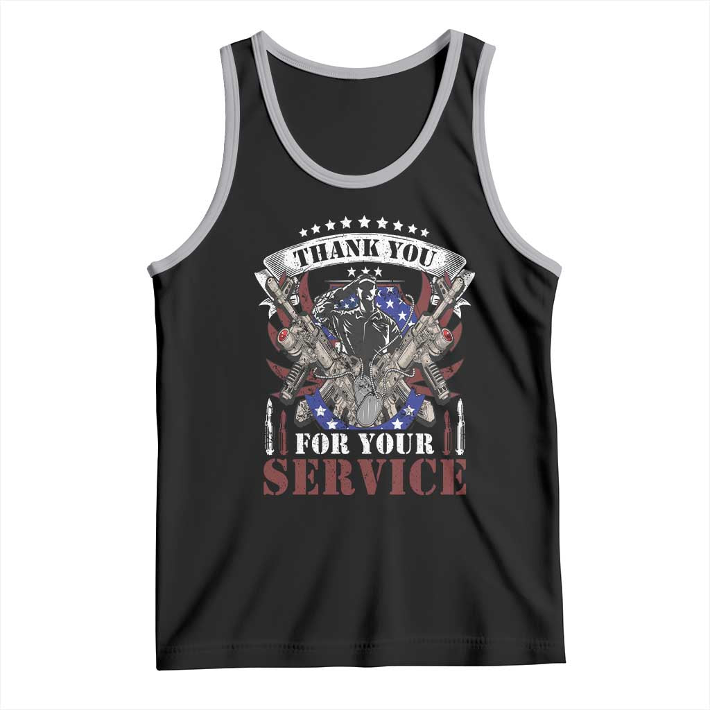 Patriotic Memorial Day Tank Top Thank You For Your Service Veterans Remembrance TS02 Black Athletic Heather Print Your Wear
