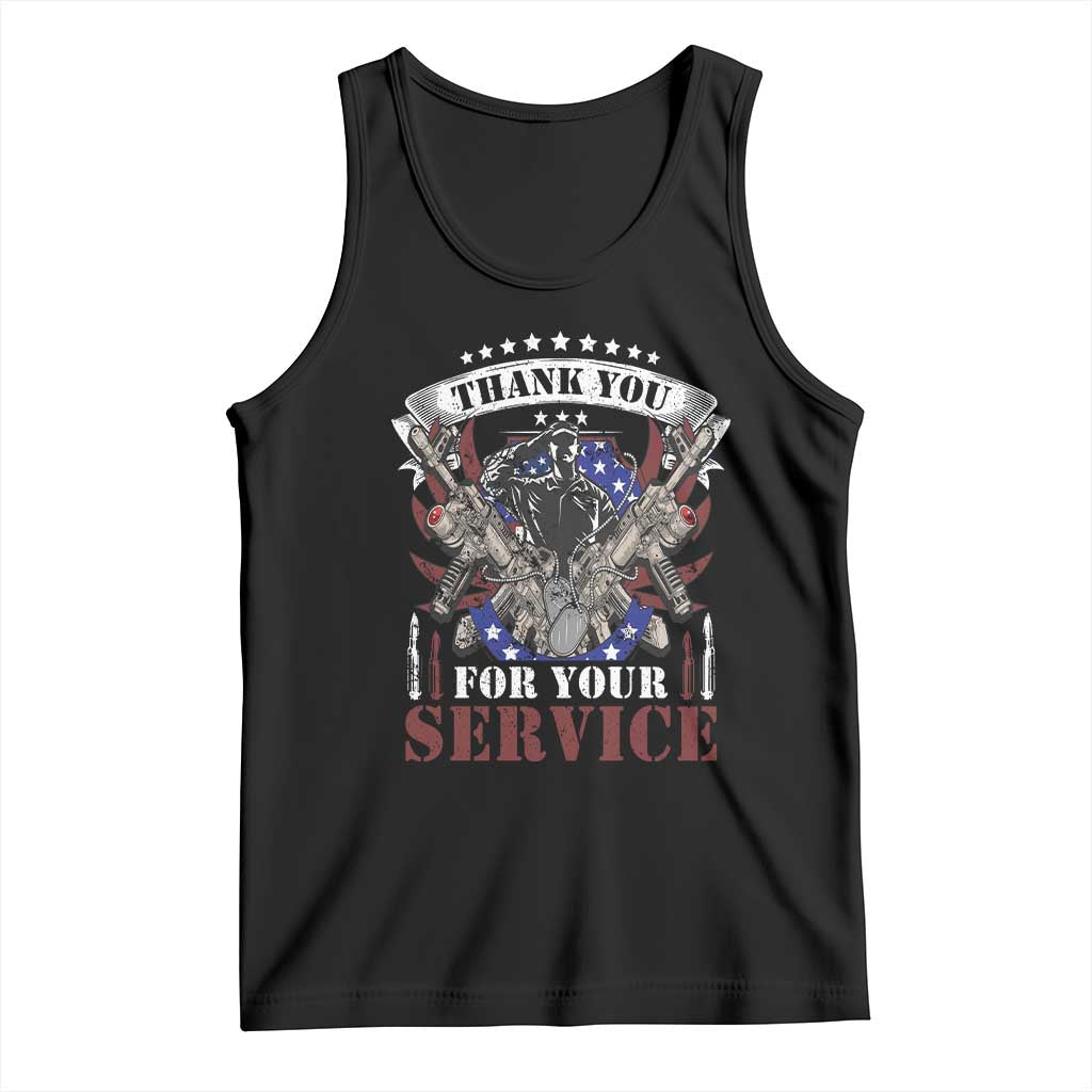 Patriotic Memorial Day Tank Top Thank You For Your Service Veterans Remembrance TS02 Black Print Your Wear