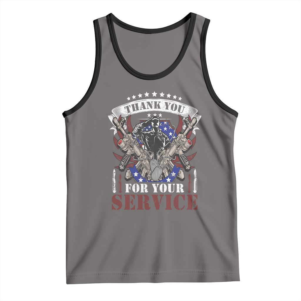 Patriotic Memorial Day Tank Top Thank You For Your Service Veterans Remembrance TS02 Deep Heather Black Print Your Wear